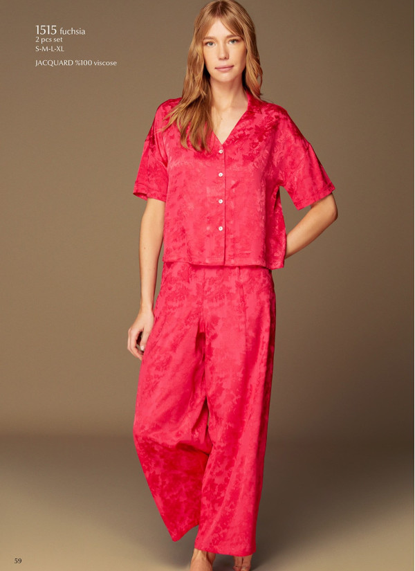 Bonjour Madame 1515 FUSHIA Pants Homewear Set — Istanbul wholesale supplier