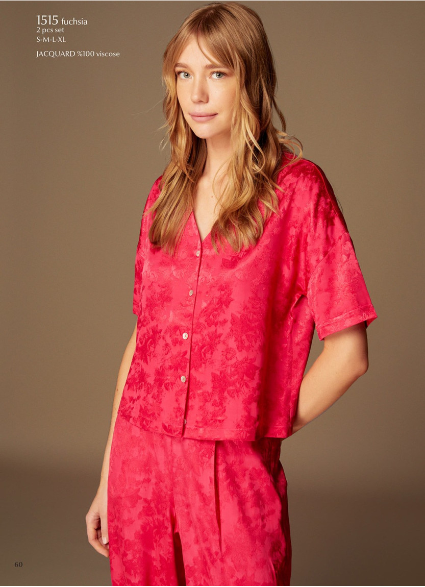 Bonjour Madame 1515 FUSHIA Pants Homewear Set — wholesale for boutiques