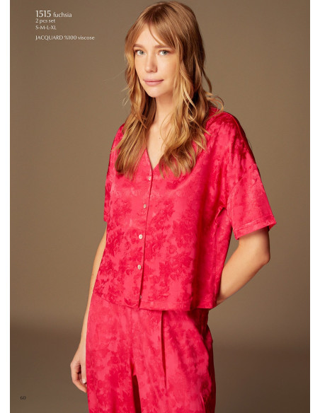 Bonjour Madame 1515 FUSHIA Pants Homewear Set — wholesale for boutiques