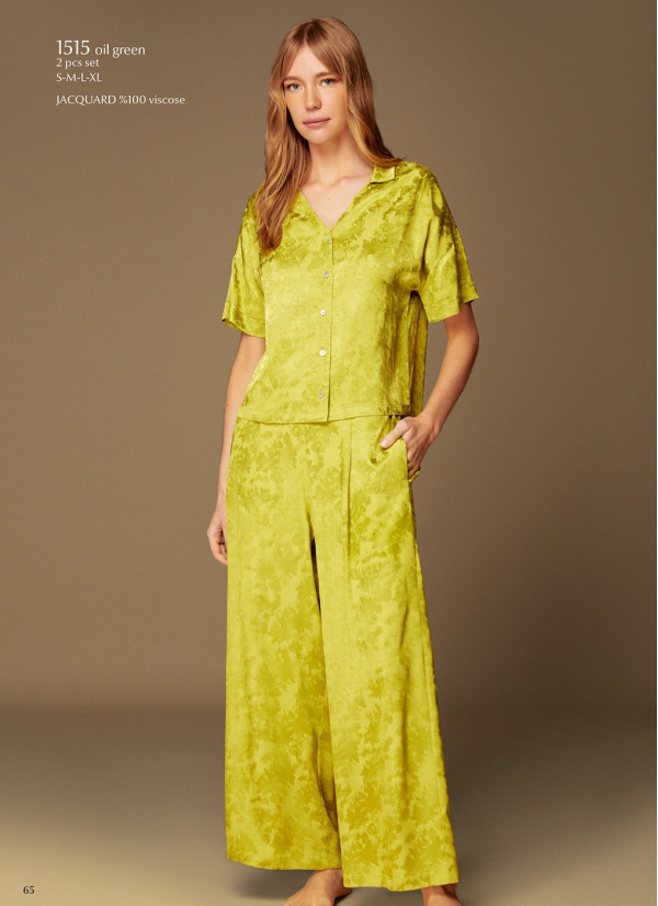 Bonjour Madame 1515 GREEN Pants Homewear Set — Turkish factory wholesale