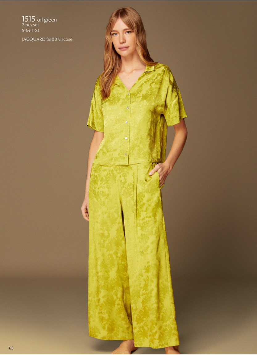 Bonjour Madame 1515 GREEN Pants Homewear Set — Turkish factory wholesale