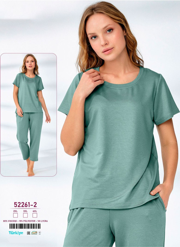 Caroline 52261-2 Pants Homewear Set (2XL+3XL+4XL+5XL) — Turkish factory wholesale