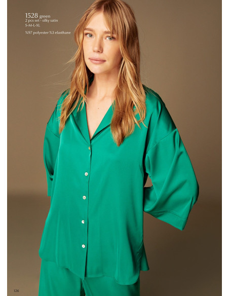 Bonjour Madame 1528 GREEN Pants Homewear Set — wholesale from Turkey