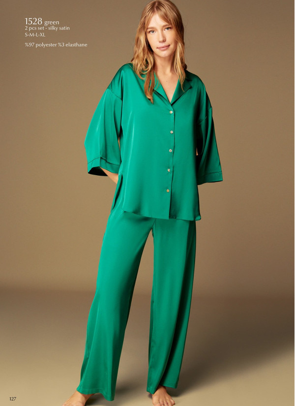Bonjour Madame 1528 GREEN Pants Homewear Set — direct Turkish factory supply