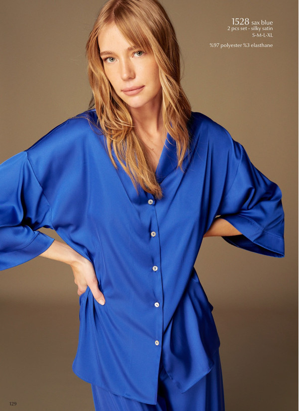Bonjour Madame 1528 SAX BLUE Pants Homewear Set — Turkish factory wholesale 2