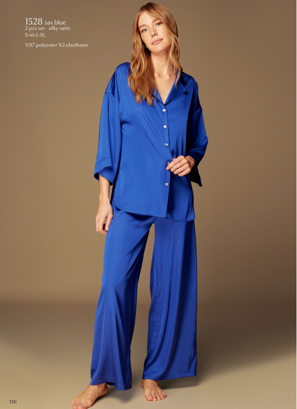 Bonjour Madame 1528 SAX BLUE Pants Homewear Set — Turkish factory wholesale