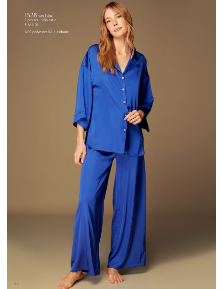 Bonjour Madame 1528 SAX BLUE Pants Homewear Set — Turkish factory wholesale