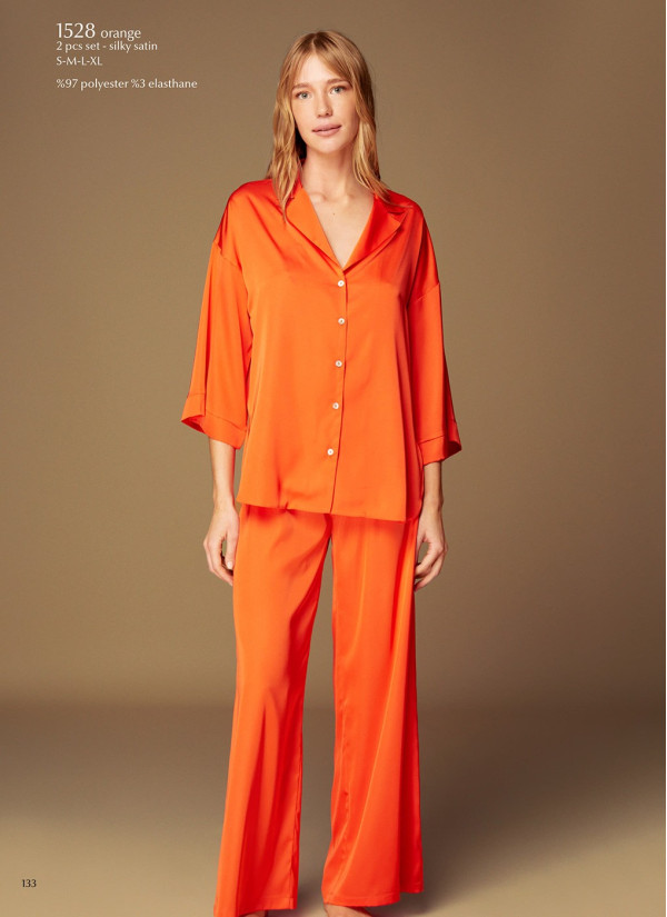 Bonjour Madame 1528 ORANGE Pants Homewear Set — Turkish textile wholesale