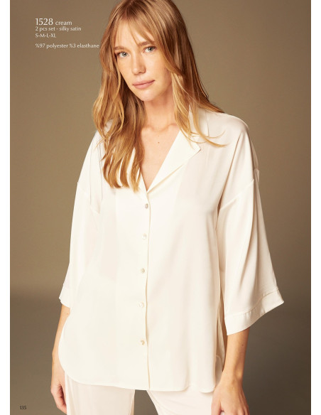 Bonjour Madame 1528 CREAM Pants Homewear Set — Turkish factory wholesale