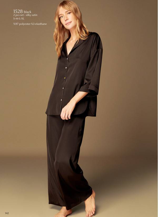 Bonjour Madame 1528 BLACK Pants Homewear Set — wholesale for boutiques