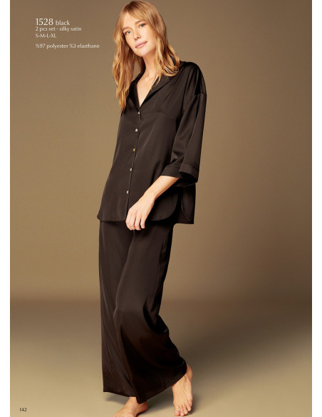 Bonjour Madame 1528 BLACK Pants Homewear Set — wholesale for boutiques