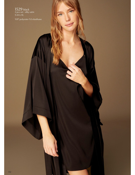 Халат с Пеньюаром 2-ка Bonjour Madame 1529 BLACK — оптовая поставка из Турции