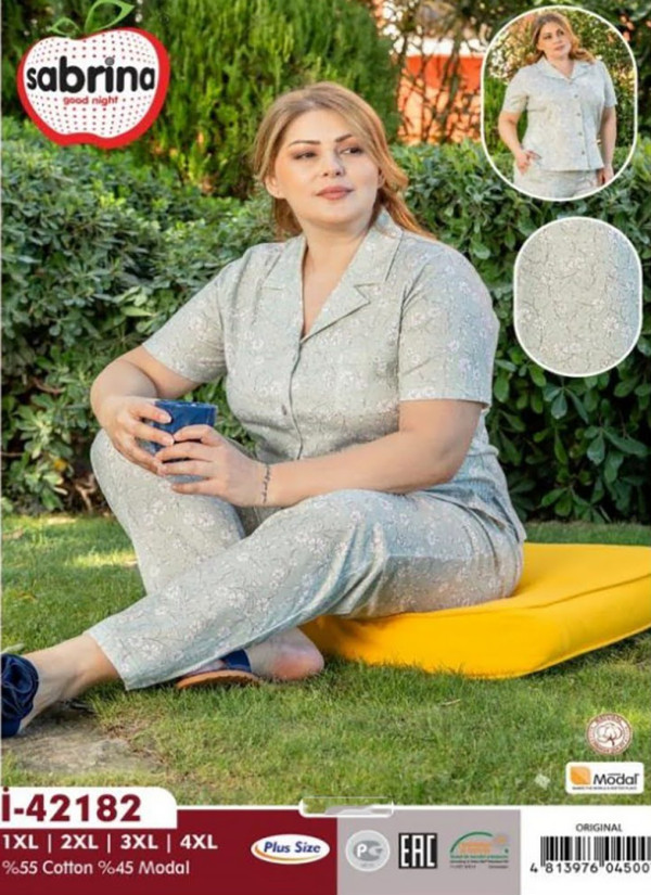 SAB.İ42182_ORI Pants Homewear Set (XL+2XL+3XL+4XL) — Turkish textile wholesale