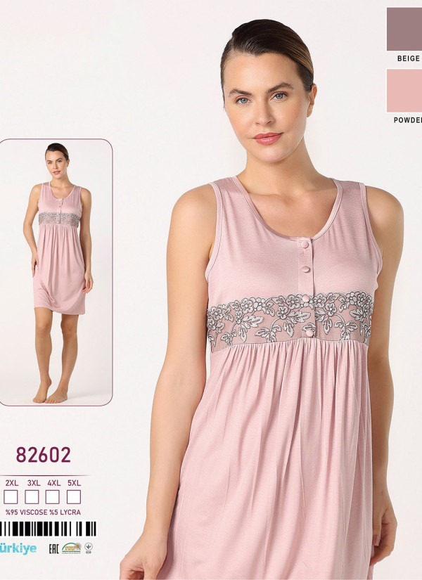 Caroline 82602 Nightdress (2XL+3XL+4XL+5XL) — Turkish factory wholesale