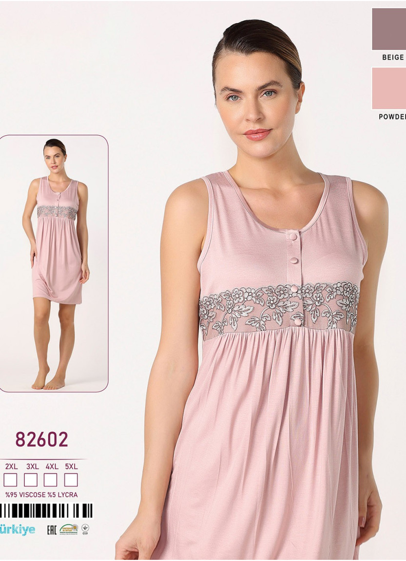 Caroline 82602 Nightdress (2XL+3XL+4XL+5XL) — Turkish factory wholesale