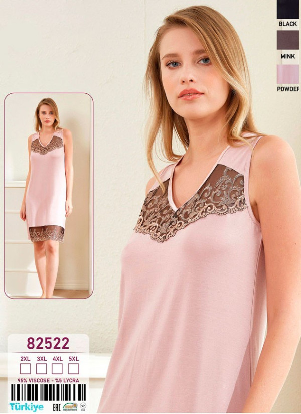 Caroline 82522 Оптом Турция Фабрика Ночная Сорочка 2XL+3XL+4XL+5XL Caroline 82522 Купить Оптом с Турции 2