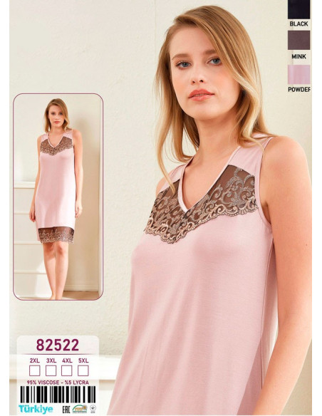 Caroline 82522 Оптом Турция Фабрика Ночная Сорочка 2XL+3XL+4XL+5XL Caroline 82522 Купить Оптом с Турции