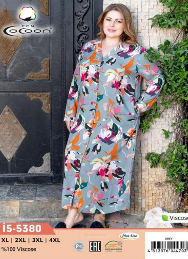 CCNİ5-5380_GRY Women's Robe (XL+XXL+3XL+4XL) — Turkey wholesale collection