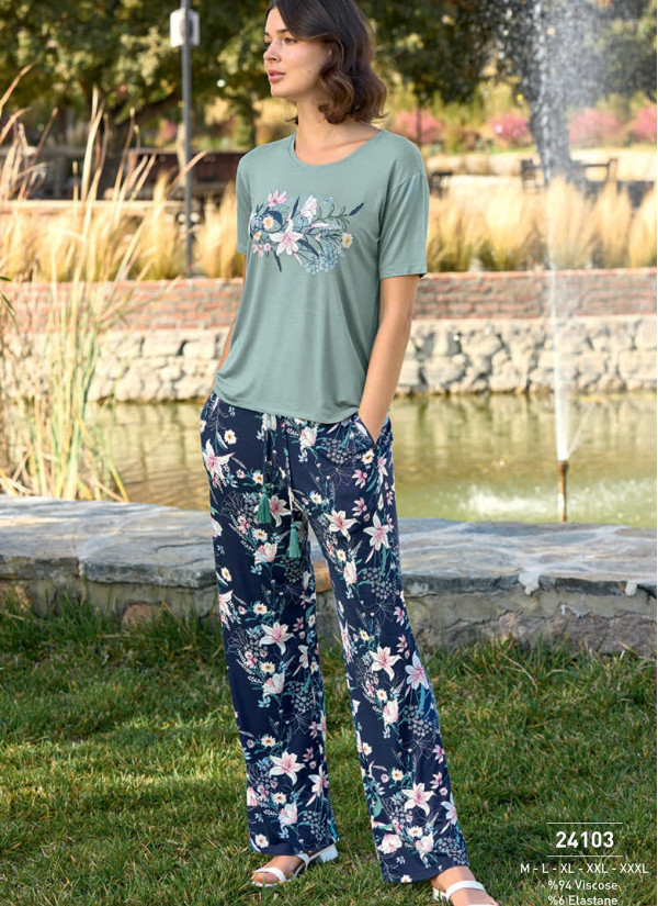 Monamise 24103 Pants Homewear Set (M+L+XL+2XL+3XL) — Istanbul wholesale supplier