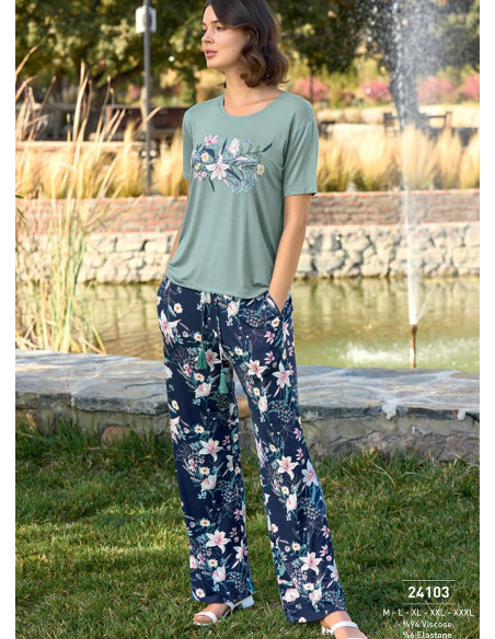 Monamise 24103 Pants Homewear Set (M+L+XL+2XL+3XL) — Istanbul wholesale supplier