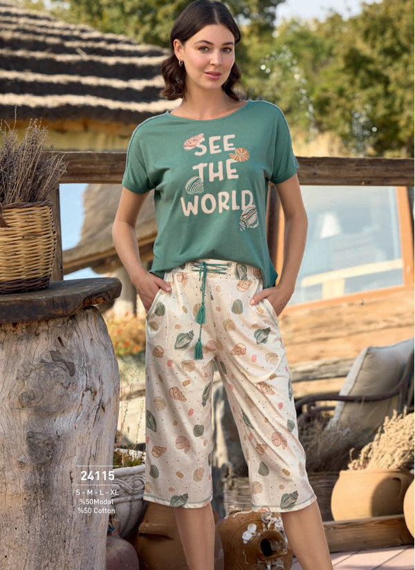 Monamise 24115 Capri Homewear Set (S+M+L+XL) — Turkish textile wholesale