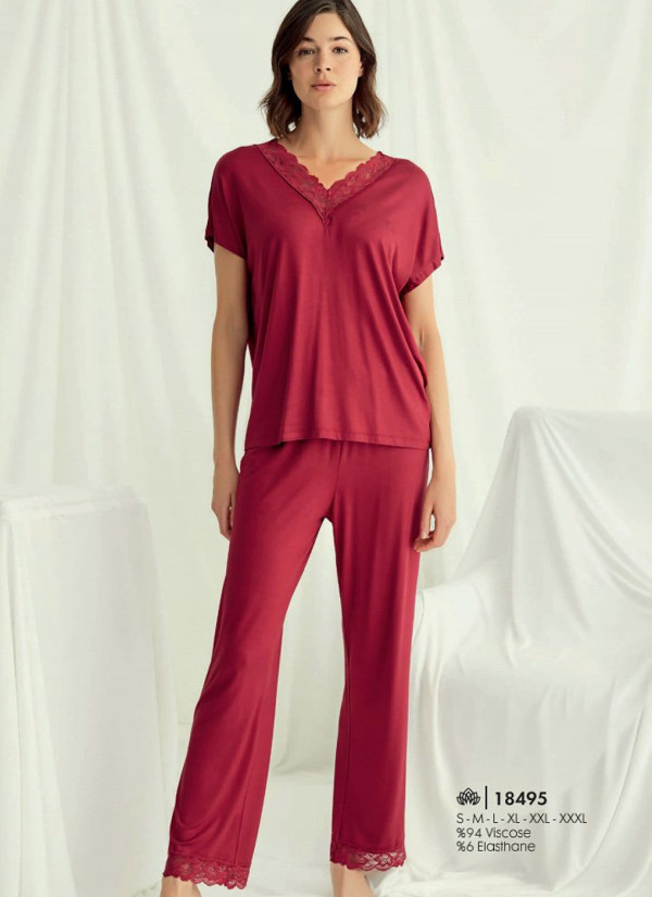 Monamise 18495 Pants Homewear Set (S+M+L+XL+2XL+3XL) — Turkish factory wholesale
