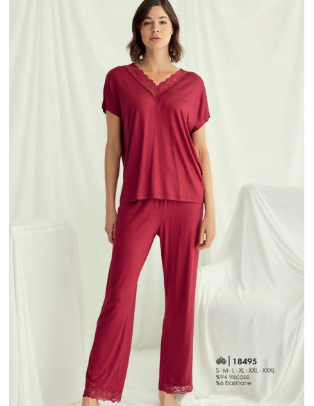 Monamise 18495 Pants Homewear Set (S+M+L+XL+2XL+3XL) — Turkish factory wholesale