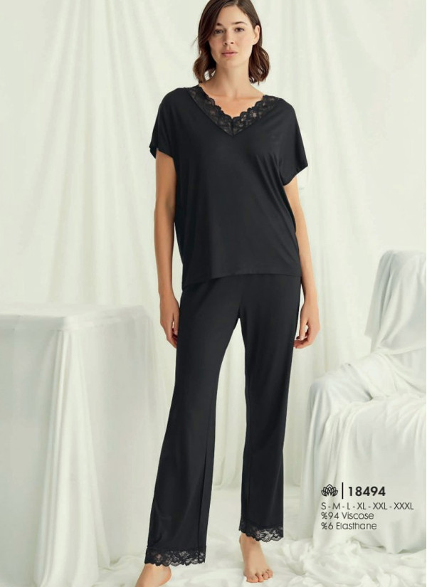 Monamise 18494 Pants Homewear Set (S+M+L+XL+2XL+3XL) — Istanbul wholesale supplier