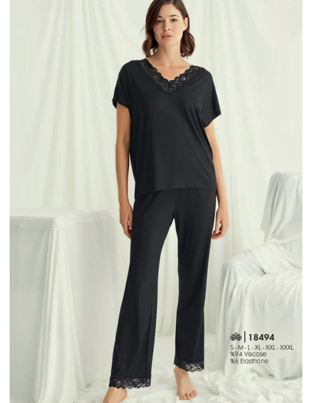 Monamise 18494 Pants Homewear Set (S+M+L+XL+2XL+3XL) — Istanbul wholesale supplier