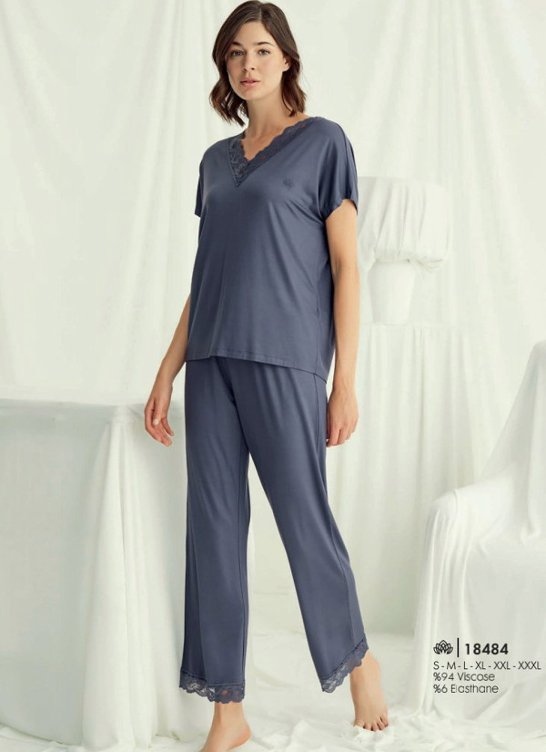 Monamise 18484 Pants Homewear Set (S+M+L+XL+2XL+3XL) — wholesale from Turkey