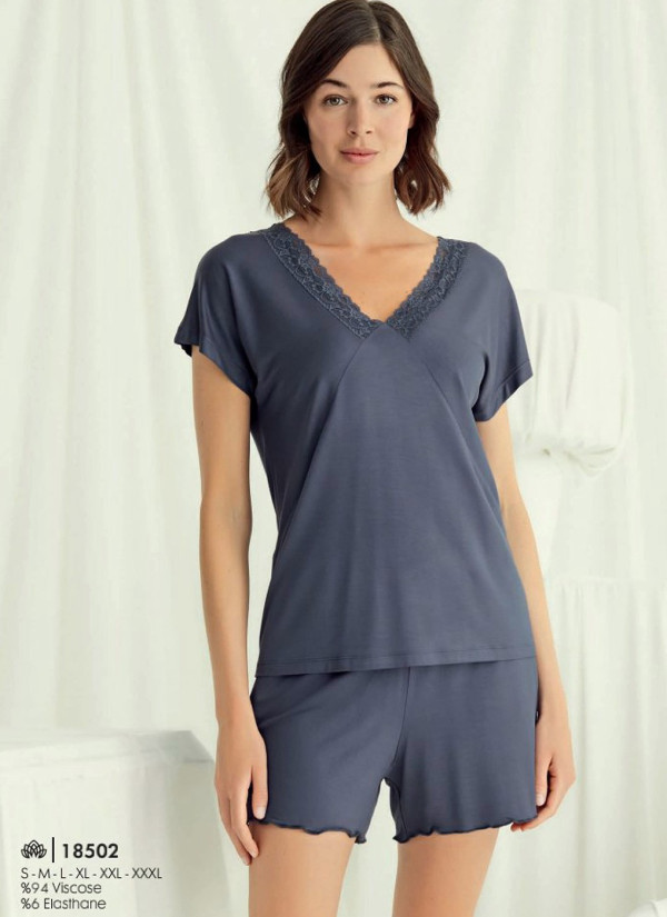 Monamise 18502 Shorts Homewear Set (S+2XL+3XL) — factory-direct from Turkey