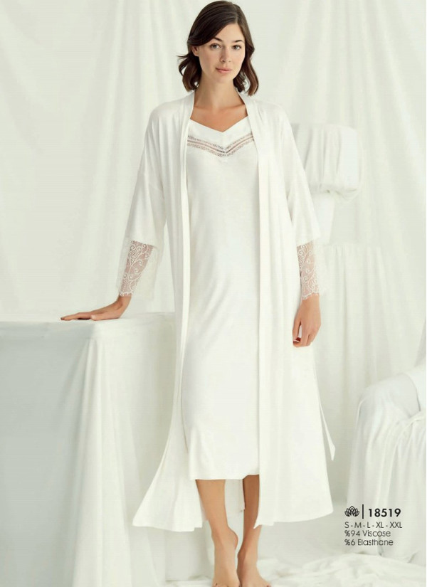 Monamise 18519 Robe Set (S+M+L+XL+2XL+3XL) — wholesale from Turkey