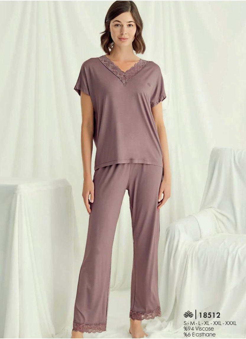 Monamise 18512 Pants Homewear Set (S+M+L+XL+2XL+3XL) — direct Turkish factory supply