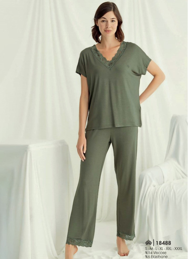 Monamise 18488 Pants Homewear Set (S+M+L+XL+2XL+3XL) — Turkish textile wholesale