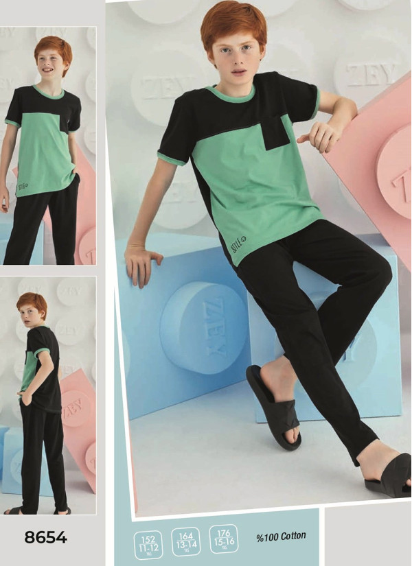 ZeyZey 8654 Garson Kids' Pajama Set (11/12+13/14+15/16) — factory-direct from Turkey