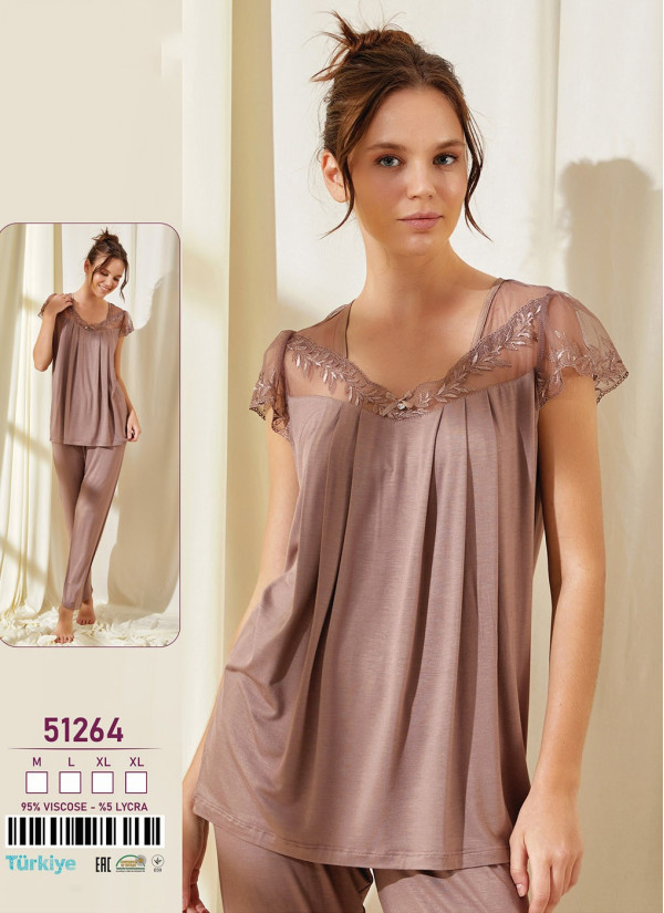 Caroline 51264 Оптом Турция Фабрика Ночная Сорочка M+L+XL+XL 51264 Купить Оптом с Турции