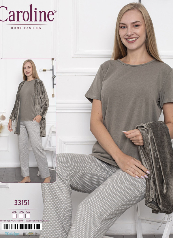 Caroline 33151 Women's Pajama Set (2XL+3XL+4XL) — factory-direct from Turkey