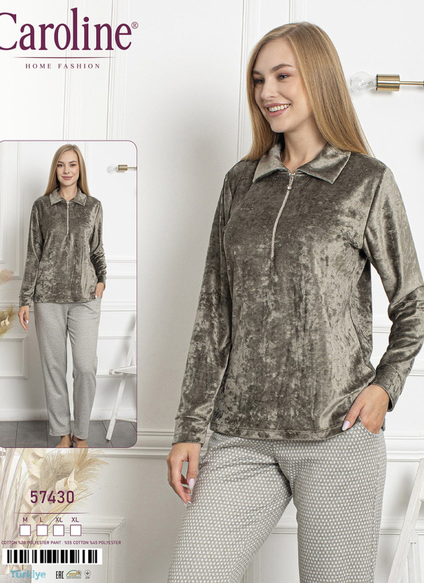 Caroline 57430 Pants Homewear Set (M+L+XL+XL) — Turkish factory wholesale