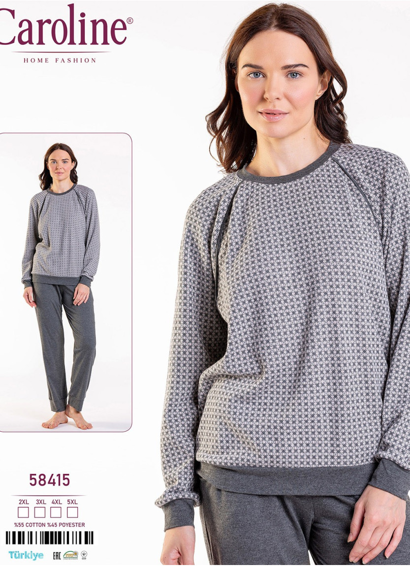 Caroline 58415 Pants Homewear Set (2XL+3XL+4XL+5XL) — Turkish factory wholesale