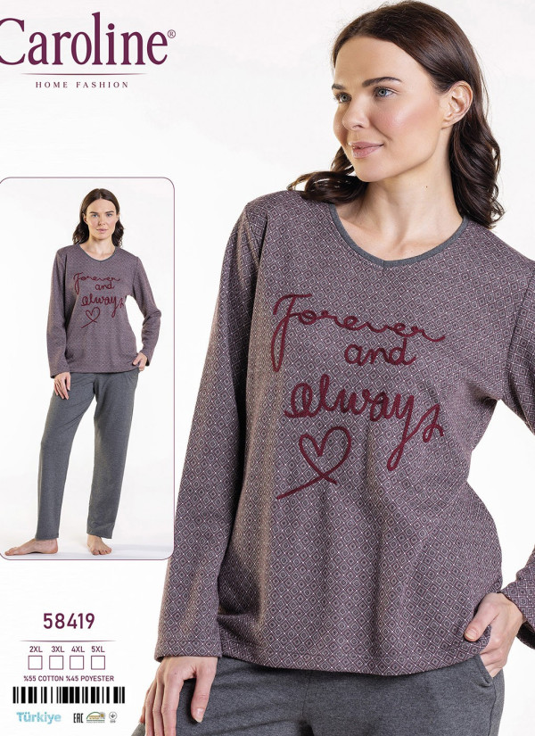 Caroline 58419 Pants Homewear Set (2XL+3XL+4XL+5XL) — Turkey wholesale collection