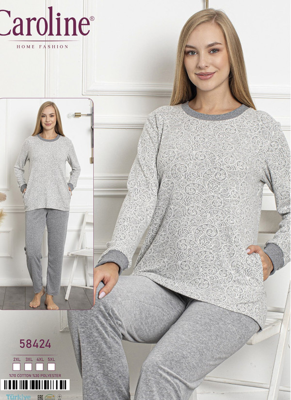 Caroline 58424 Pants Homewear Set (2XL+3XL+4XL+5XL) — Turkey wholesale collection