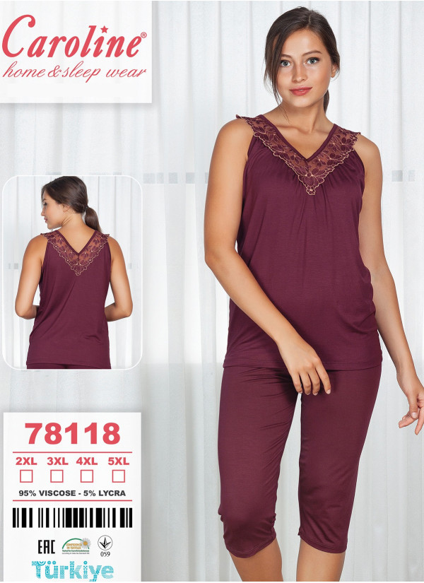 Caroline 78118 Capri Homewear Set (2XL+3XL+4XL+5XL) — Turkish factory wholesale