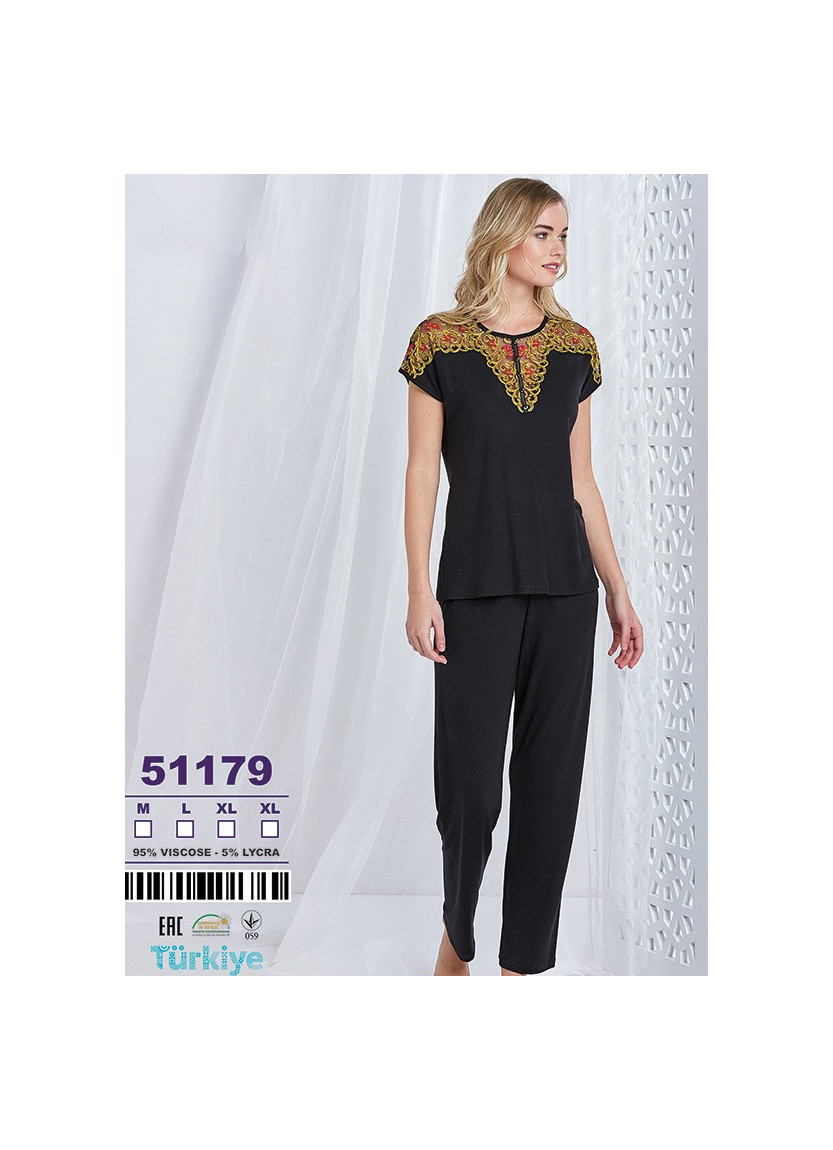 Caroline 51179 Оптом Турция Фабрика Пижама Комплект с Брюками 2-КА (M+L+XL+XL) Caroline Купить Оптом с Турции