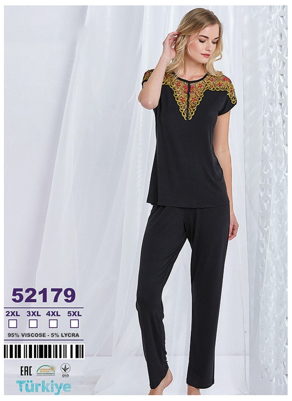 Caroline 52179 Pants Homewear Set (2XL+3XL+4XL+5XL) — Turkey wholesale collection