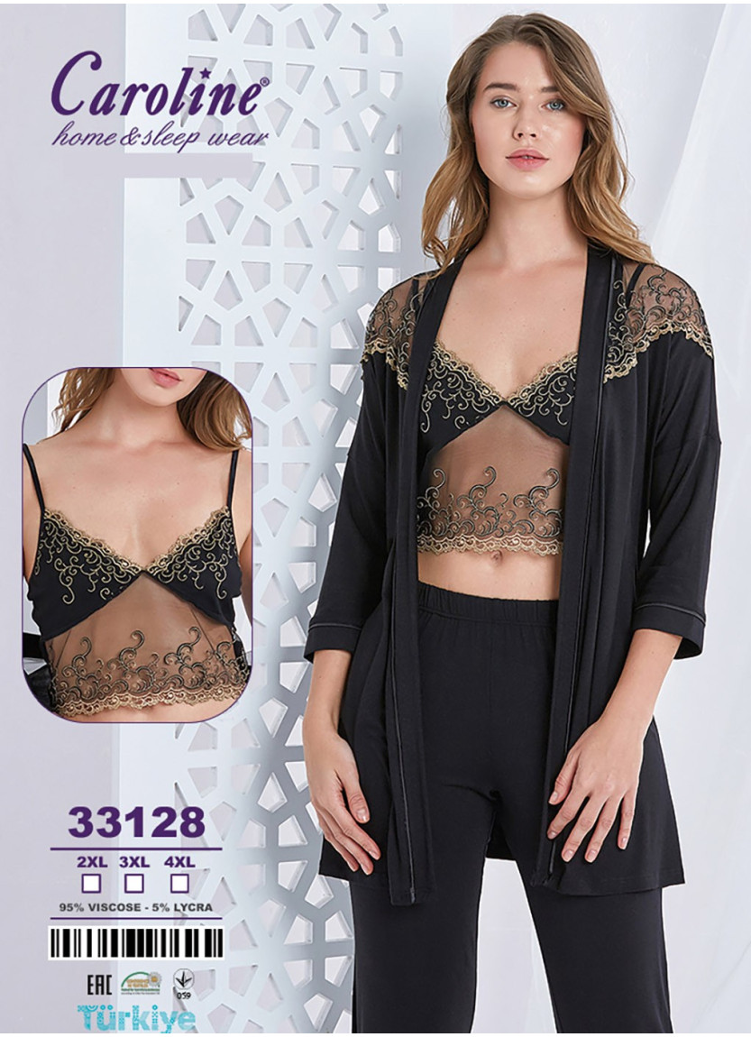 Пижама Комплект с Брюками 3-КА (2XL+3XL+4XL) Caroline Caroline 33128 — турецкий текстиль оптом