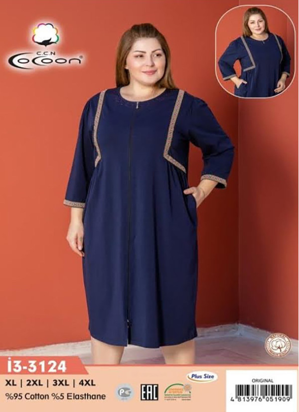 CCNİ3-3124_ORI Women's Robe (XL+XXL+3XL+4XL) — direct Turkish factory supply