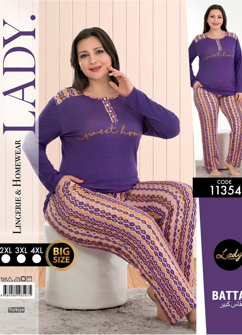 Lady 11354 Btl Uz Pants Homewear Set (2XL+3XL+4XL) — direct Turkish factory supply