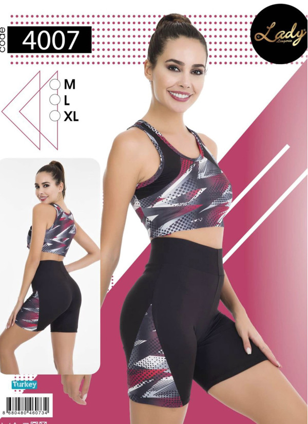 Женский Фитнес Спорт Комплект с Шортами (M+L+XL) Lady Lady 4007 — турецкий текстиль оптом