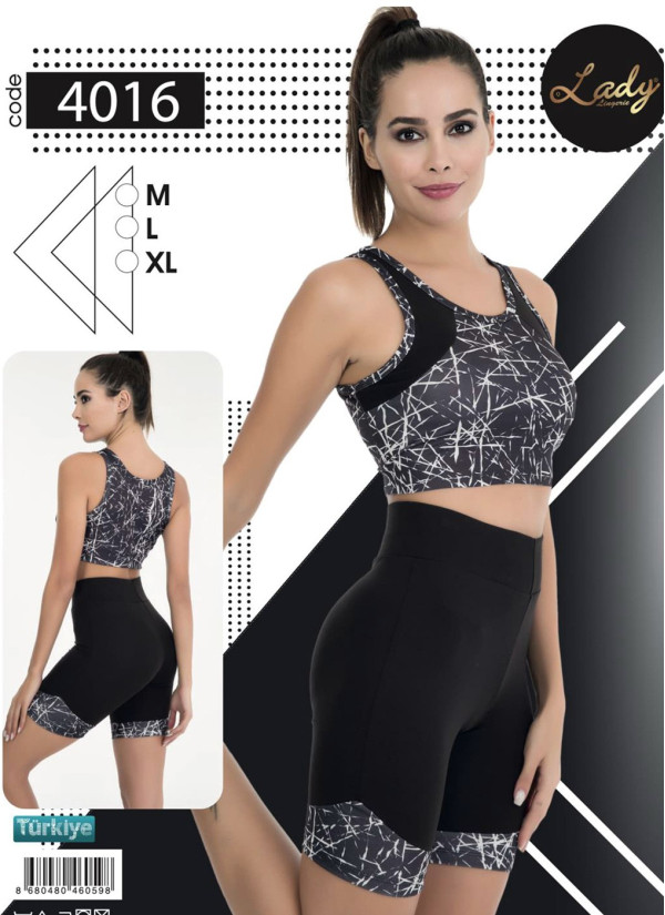 Женский Фитнес Спорт Комплект с Шортами (M+L+XL) Lady Lady 4016 — турецкий текстиль оптом