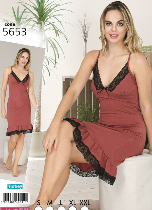 Lady 5653 Nightdress (S+M+L+XL+XXL) — wholesale from Turkey